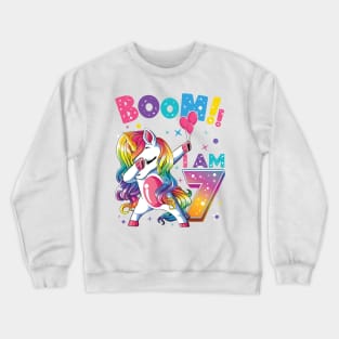 Kids Dabbing Birthday Shirt 7 Years Old Birthday Outfit Girls Crewneck Sweatshirt